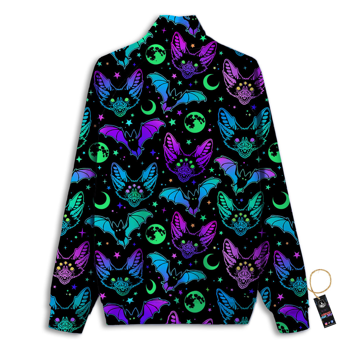Multicolored Bats Print Pattern Track Jacket-grizzshop