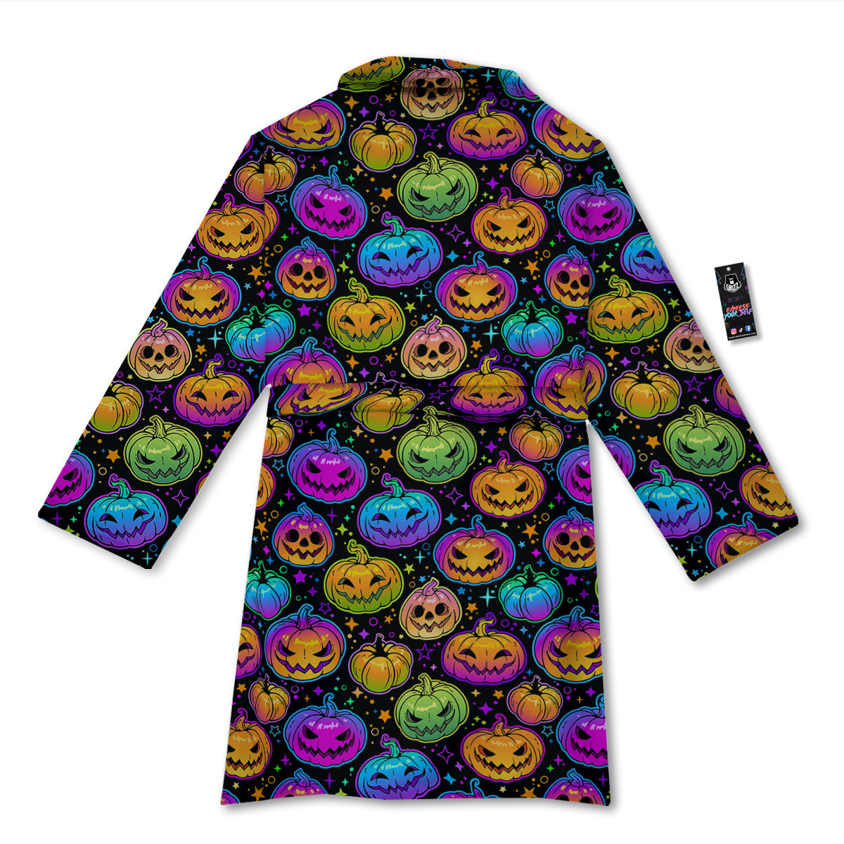 Multicolored Pumpkins Halloween Print Pattern Bathrobe-grizzshop