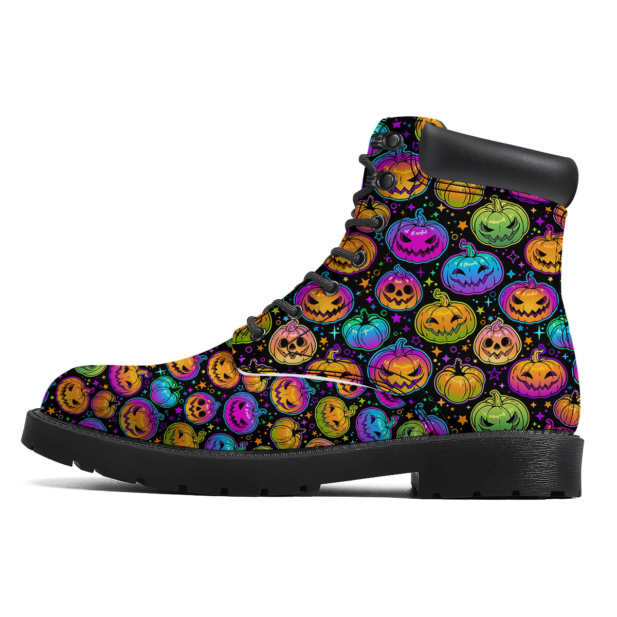 Multicolored Pumpkins Halloween Print Pattern Boots-grizzshop