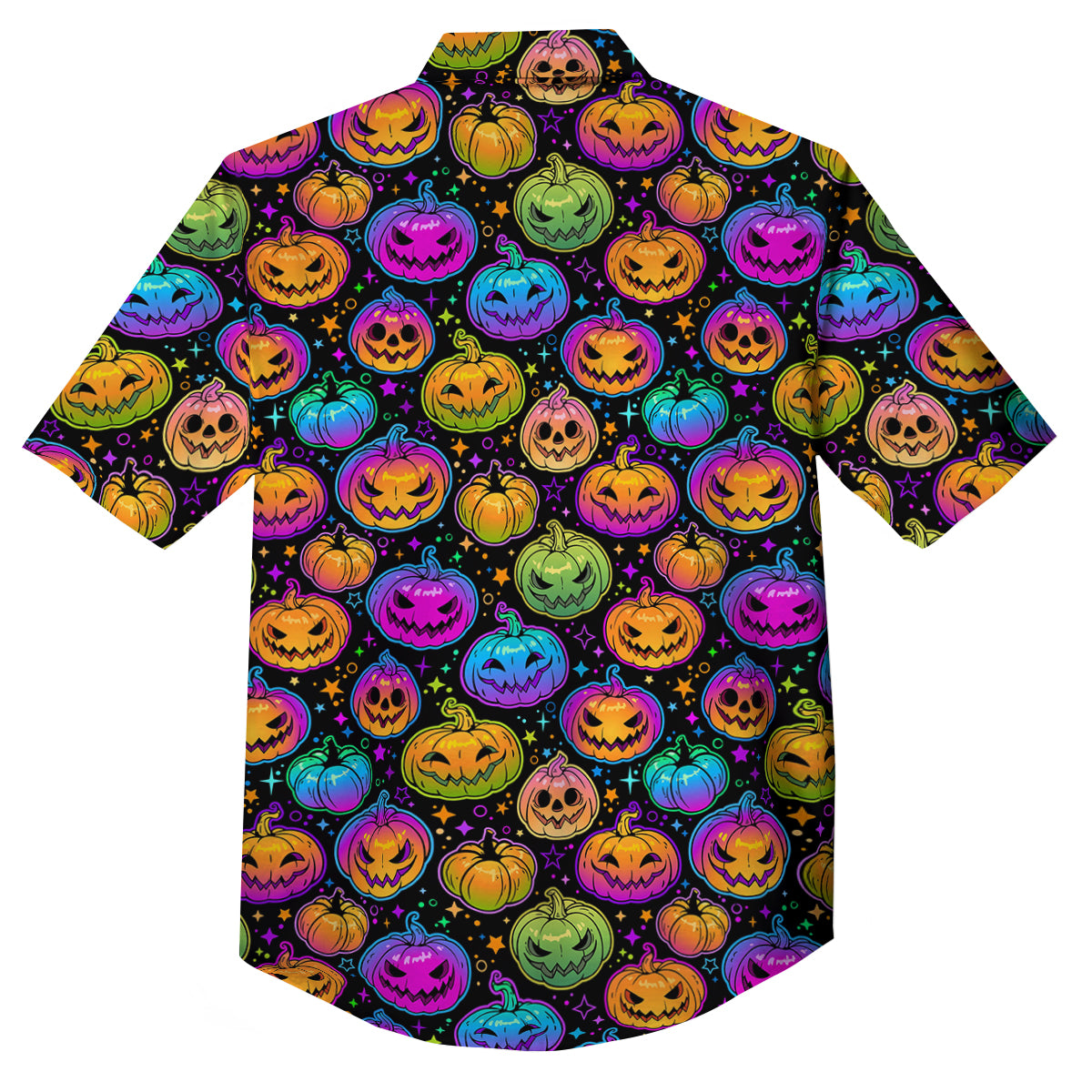 Multicolored Pumpkins Halloween Print Pattern Button Up Shirt-grizzshop