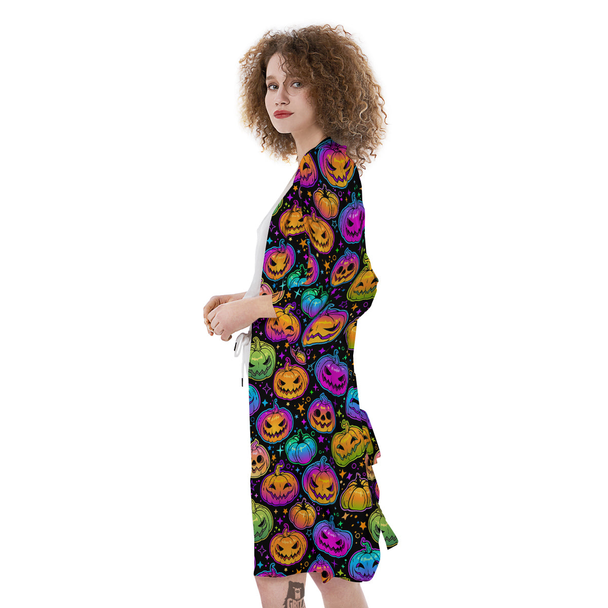 Multicolored Pumpkins Halloween Print Pattern Kimono-grizzshop