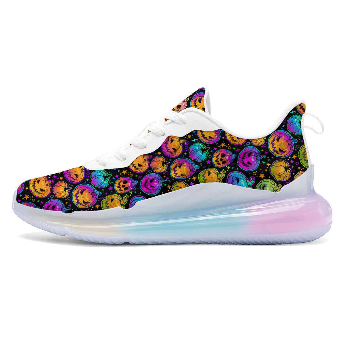 Multicolored Pumpkins Halloween Print Pattern Running Sneakers-grizzshop