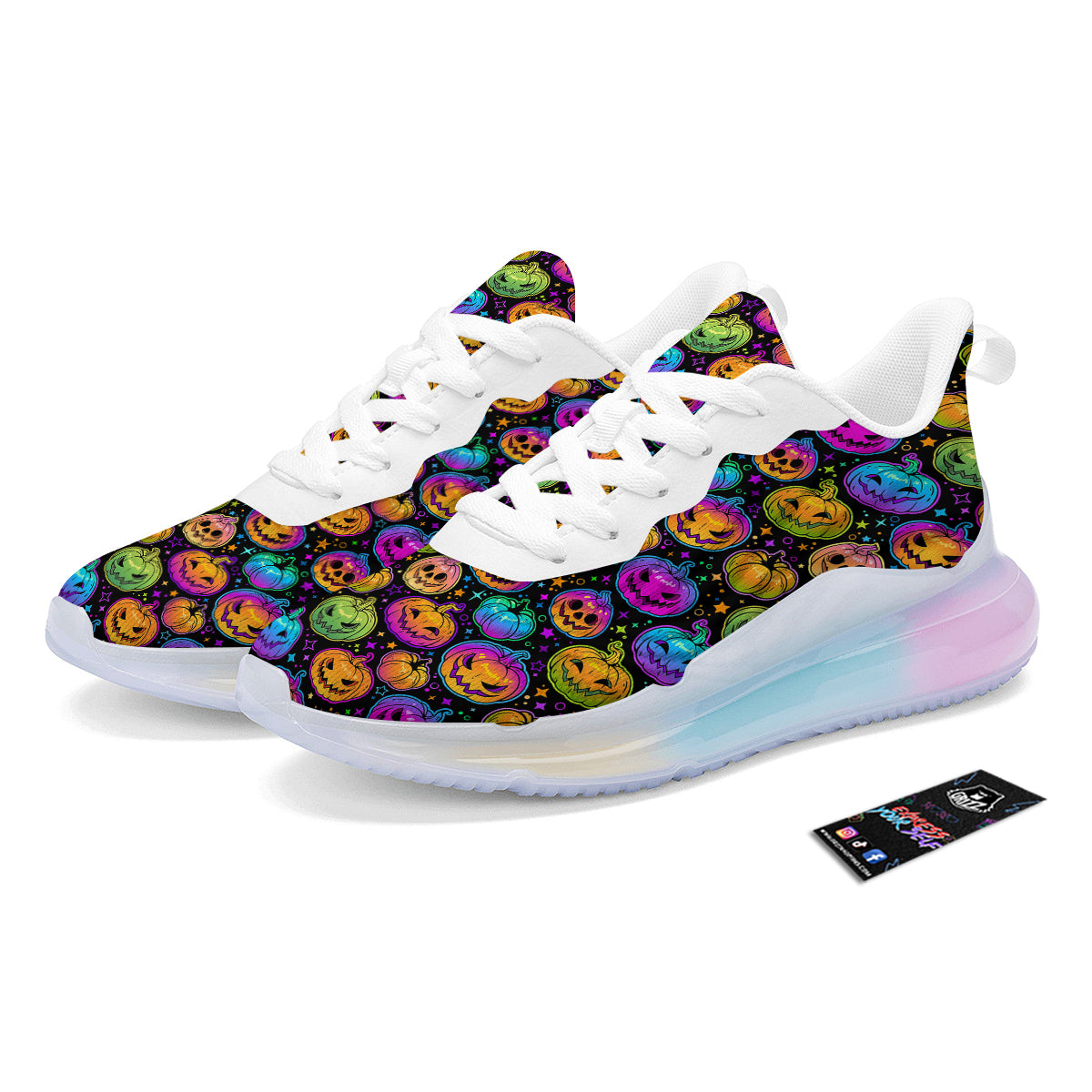 Multicolored Pumpkins Halloween Print Pattern Running Sneakers-grizzshop