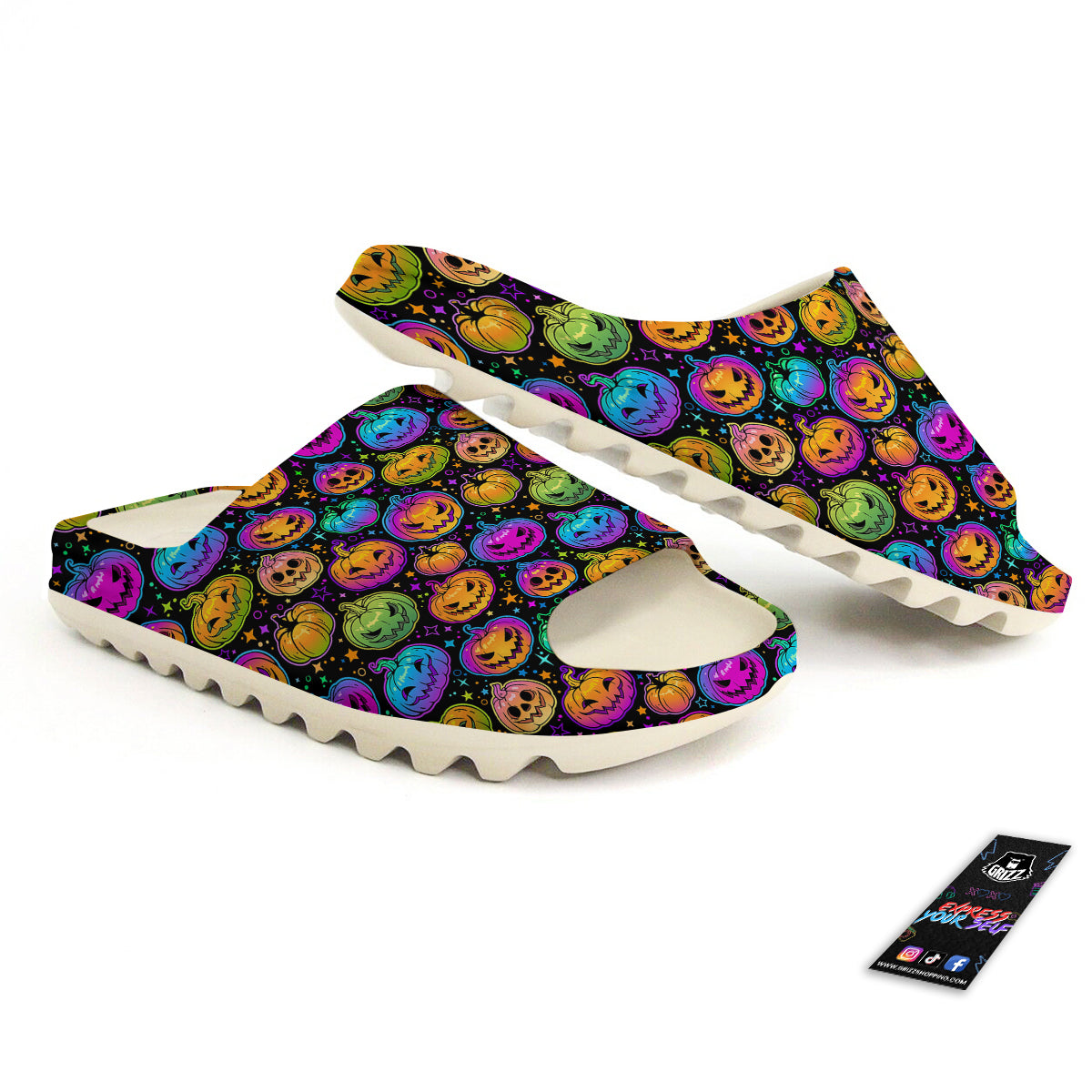 Multicolored Pumpkins Halloween Print Pattern Sandals-grizzshop