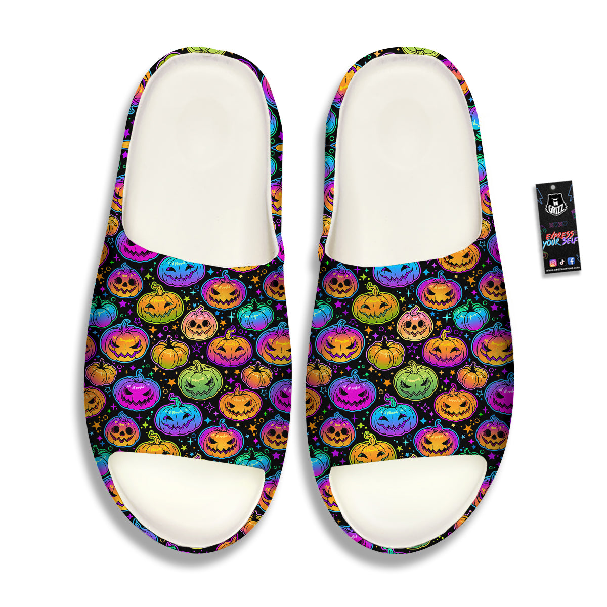 Multicolored Pumpkins Halloween Print Pattern Sandals-grizzshop