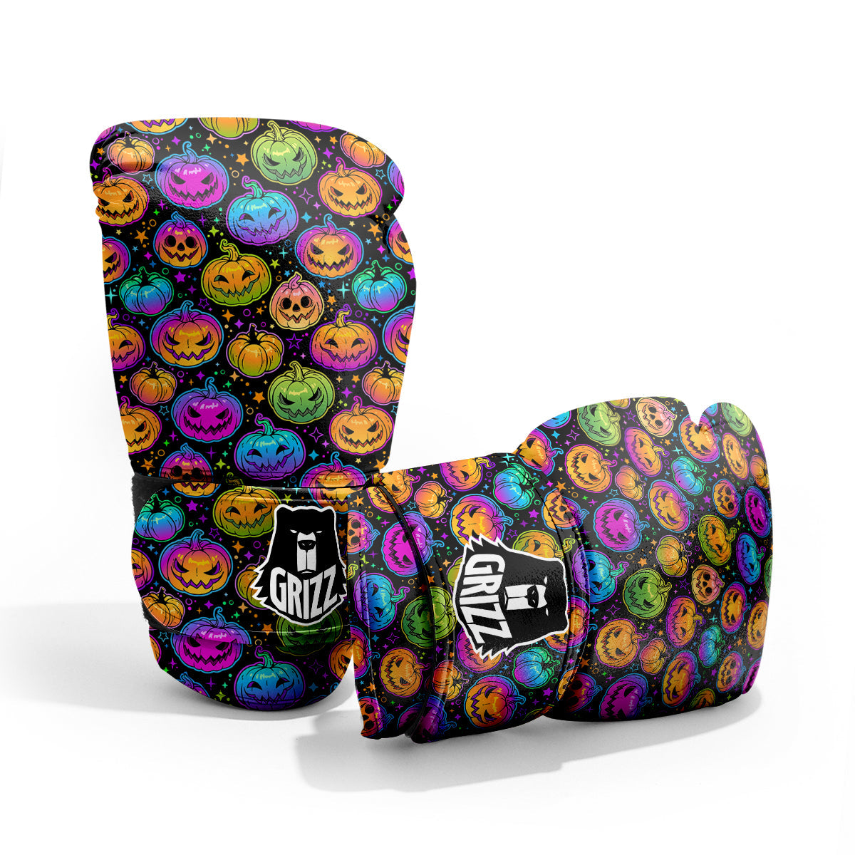 Multicolored Pumpkins Halloween Print Pattern Pro Boxing Glove
