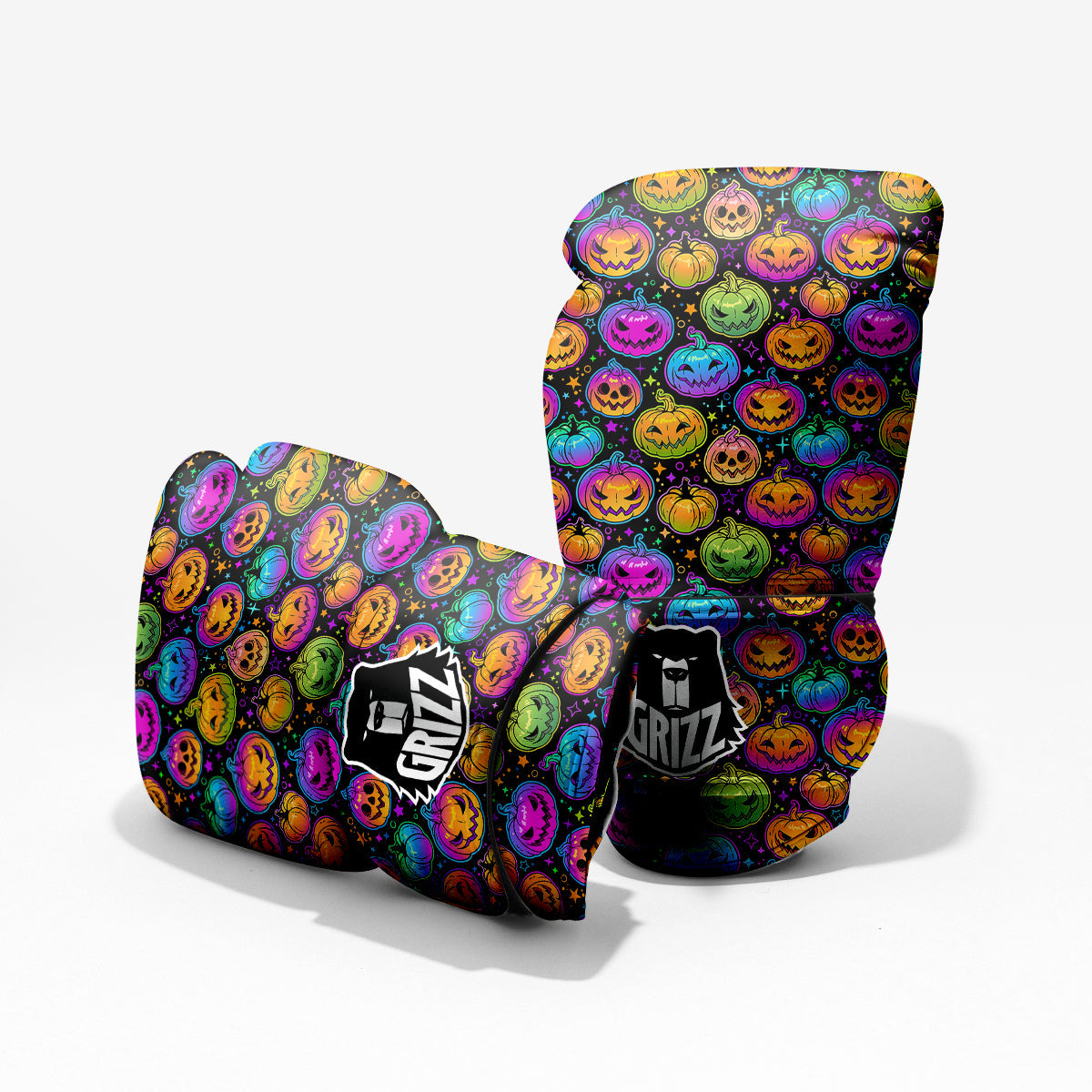 Multicolored Pumpkins Halloween Print Pattern Pro Boxing Glove