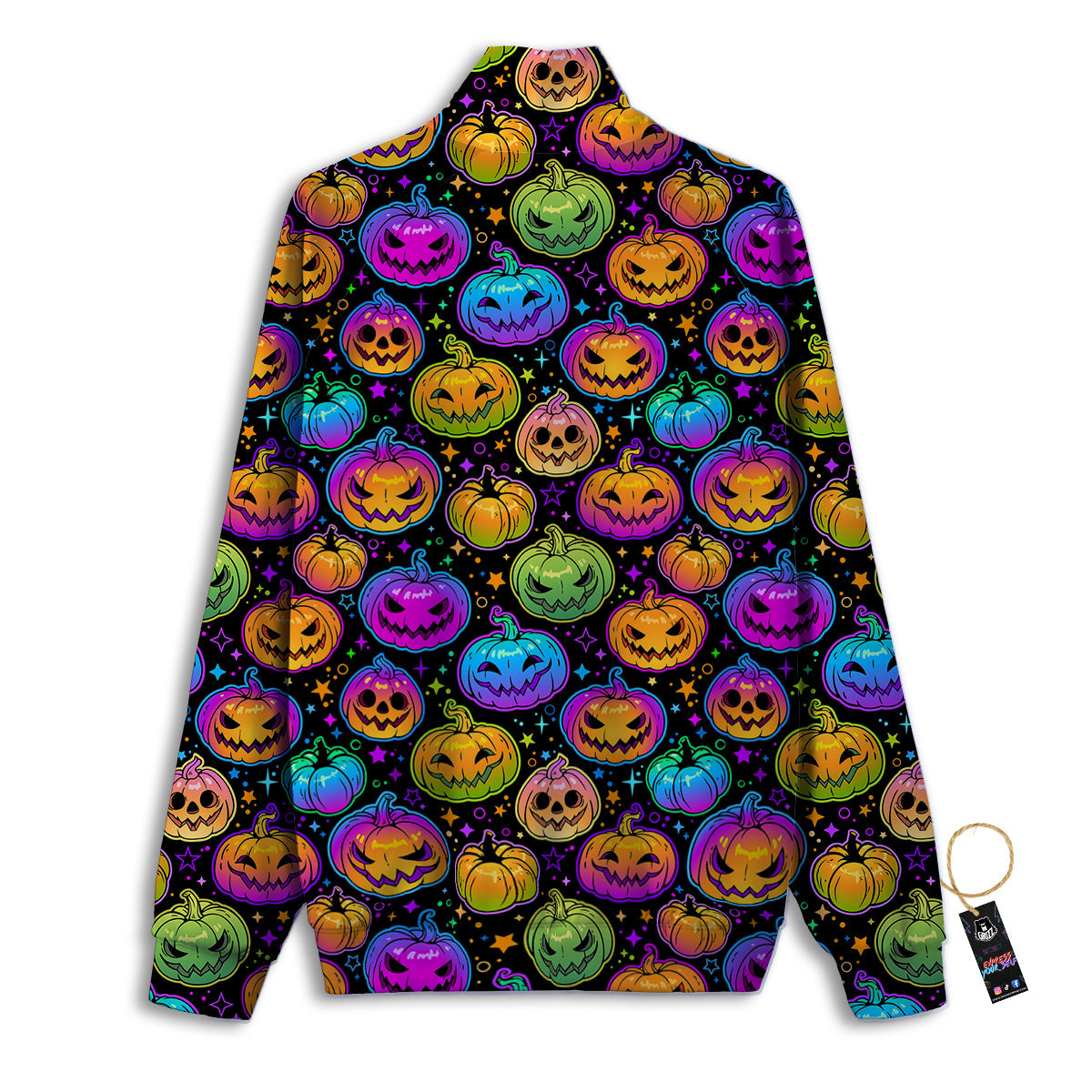 Multicolored Pumpkins Halloween Print Pattern Track Jacket-grizzshop