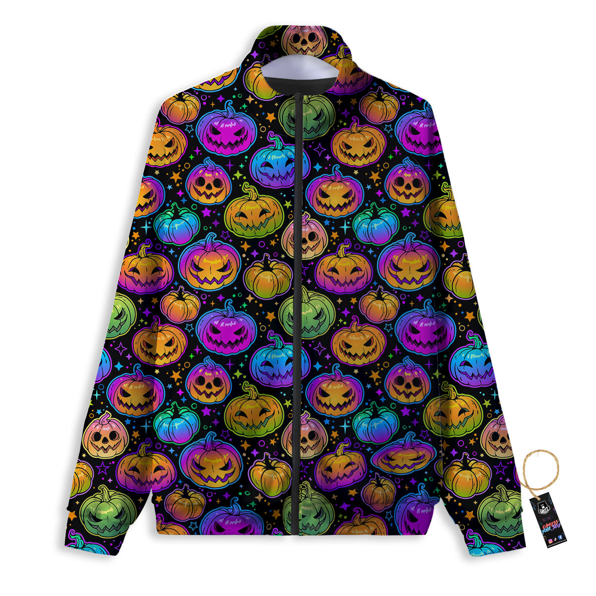 Multicolored Pumpkins Halloween Print Pattern Track Jacket-grizzshop