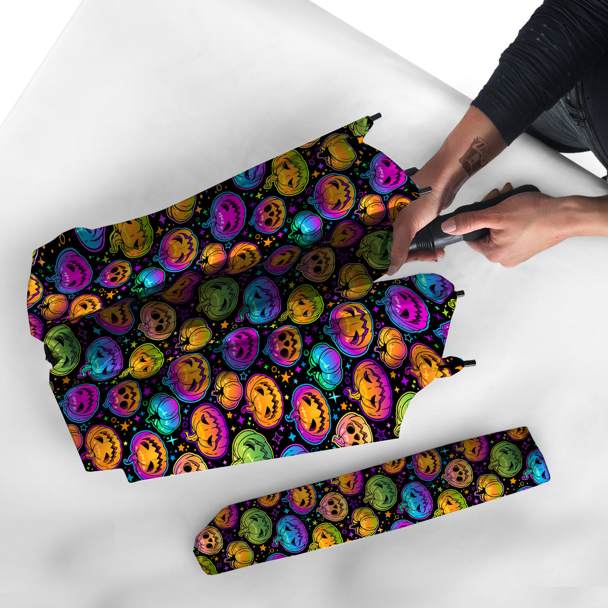 Multicolored Pumpkins Halloween Print Pattern Umbrella-grizzshop