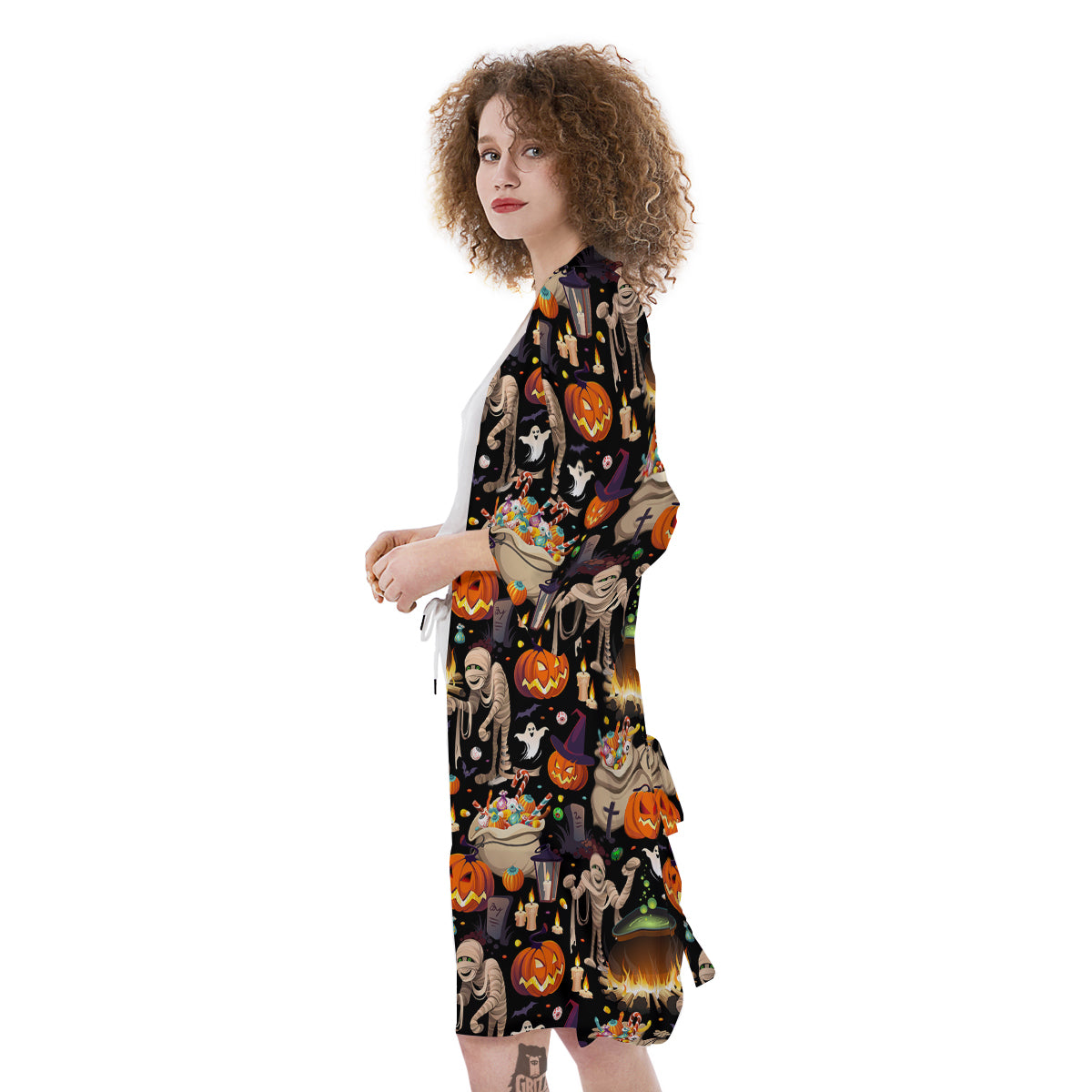 Mummy And Pumpkins Halloween Print Pattern Kimono-grizzshop
