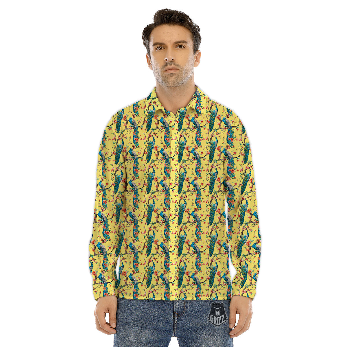 Mummy And Pumpkins Halloween Print Pattern Men's Dress Shirts-grizzshop