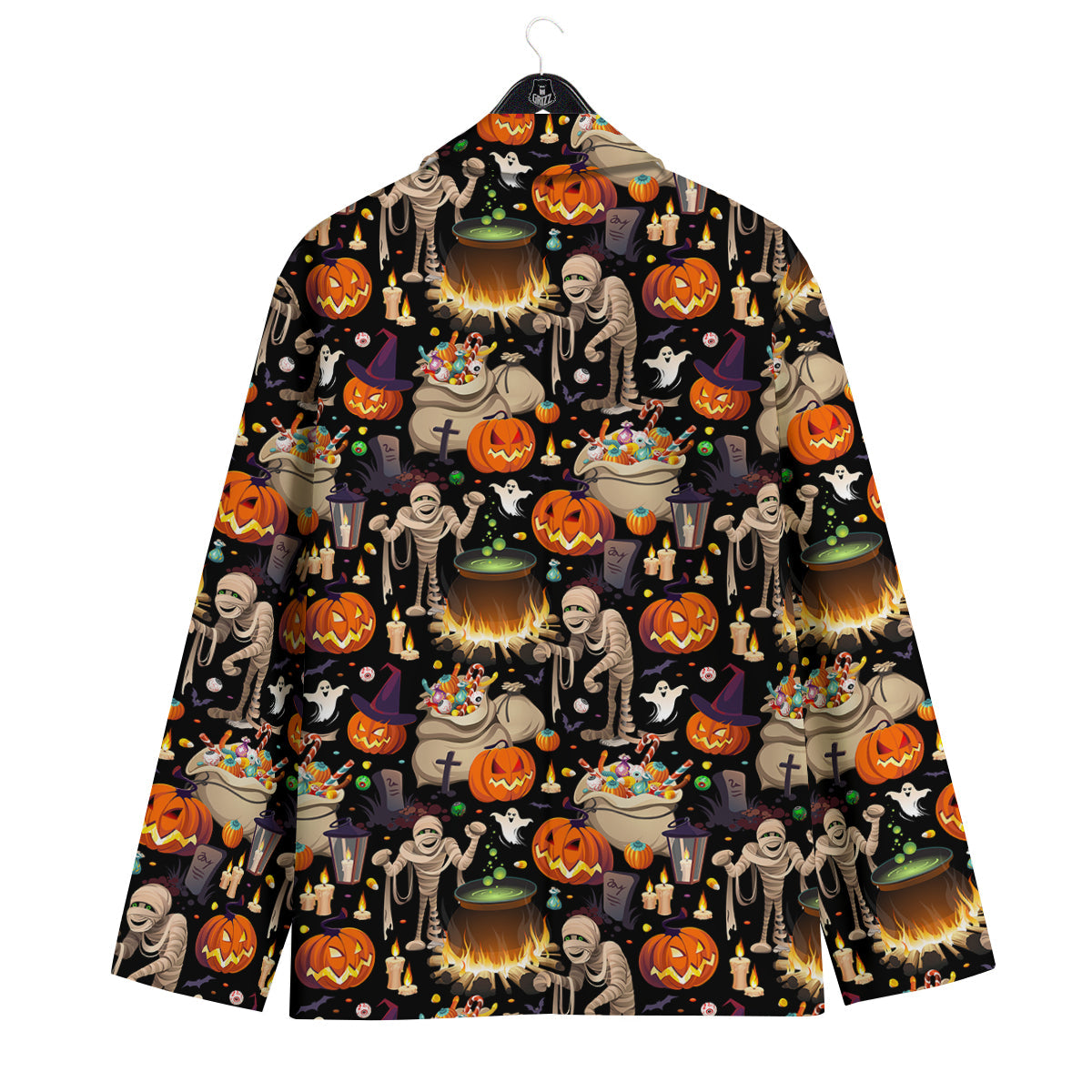 Mummy And Pumpkins Halloween Print Pattern Men's Sport Coat-grizzshop