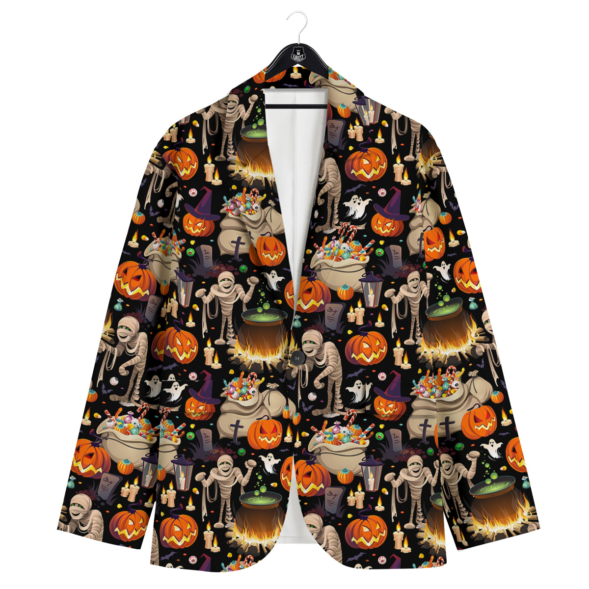 Mummy And Pumpkins Halloween Print Pattern Men's Sport Coat-grizzshop