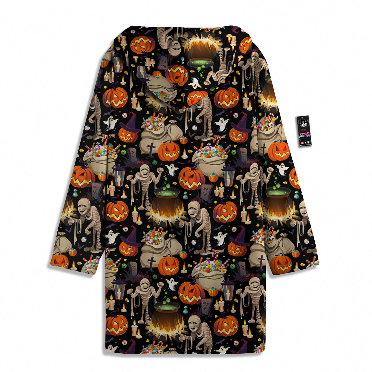 Mummy And Pumpkins Halloween Print Pattern Men's Windbreaker Jacket-grizzshop