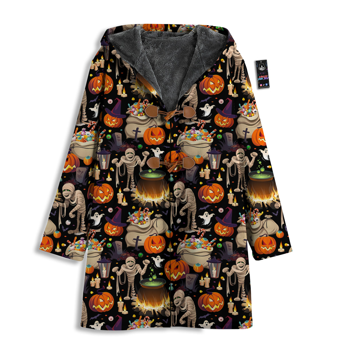 Mummy And Pumpkins Halloween Print Pattern Men's Windbreaker Jacket-grizzshop