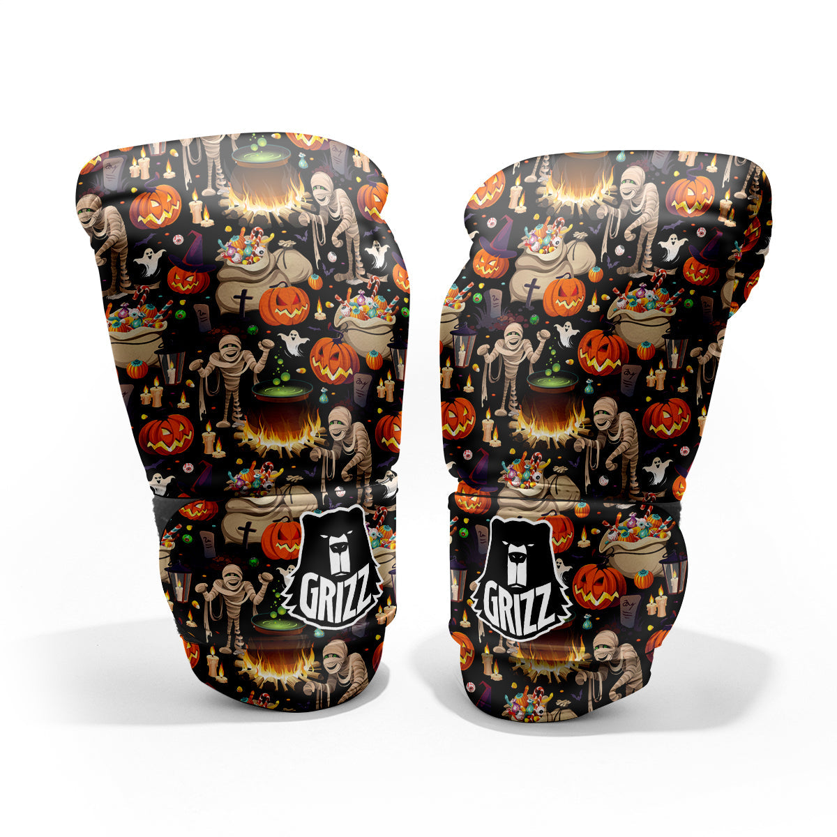 Mummy And Pumpkins Halloween Print Pattern Pro Boxing Glove