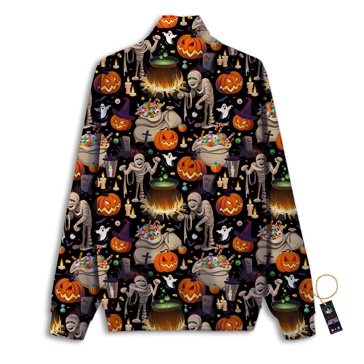 Mummy And Pumpkins Halloween Print Pattern Track Jacket-grizzshop
