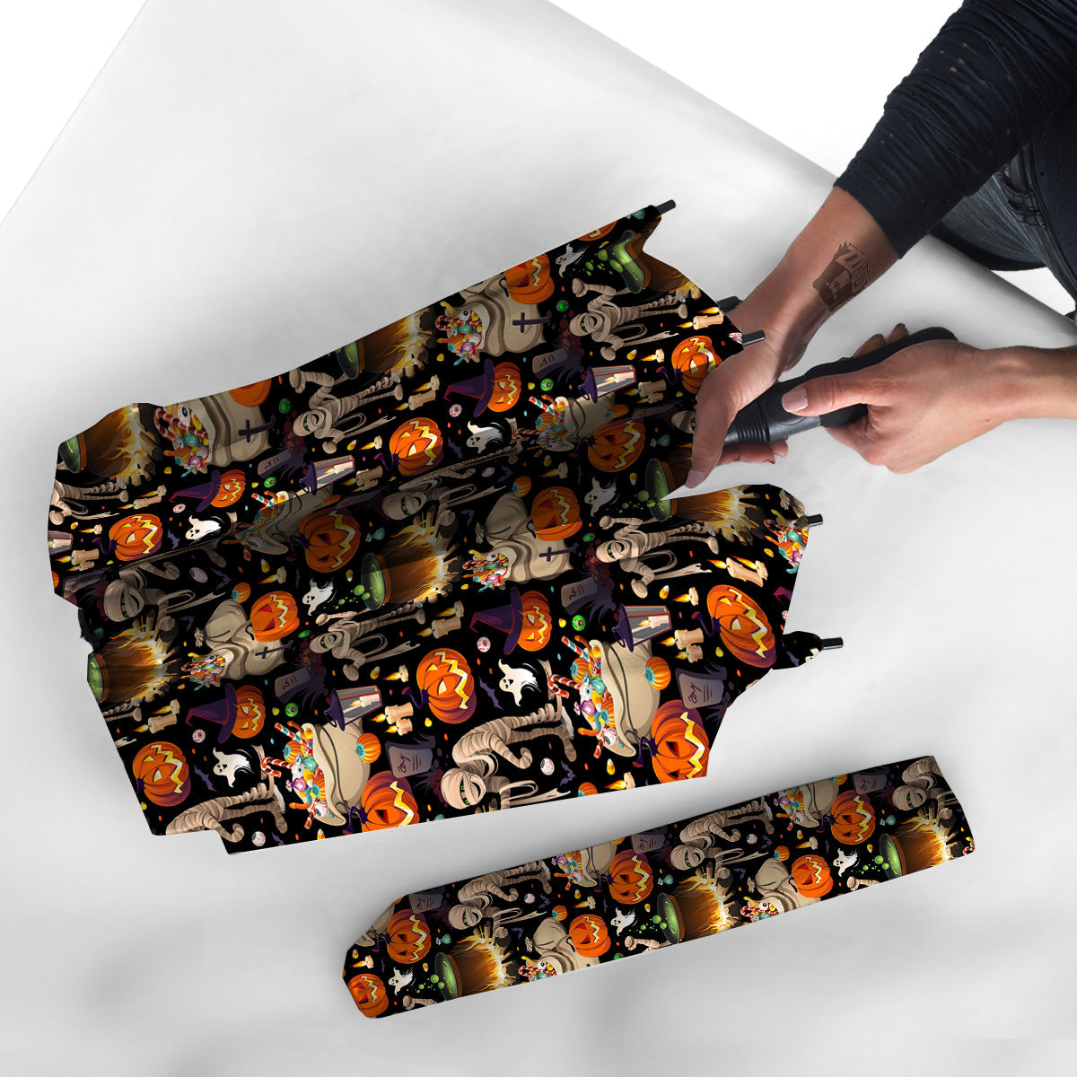 Mummy And Pumpkins Halloween Print Pattern Umbrella-grizzshop