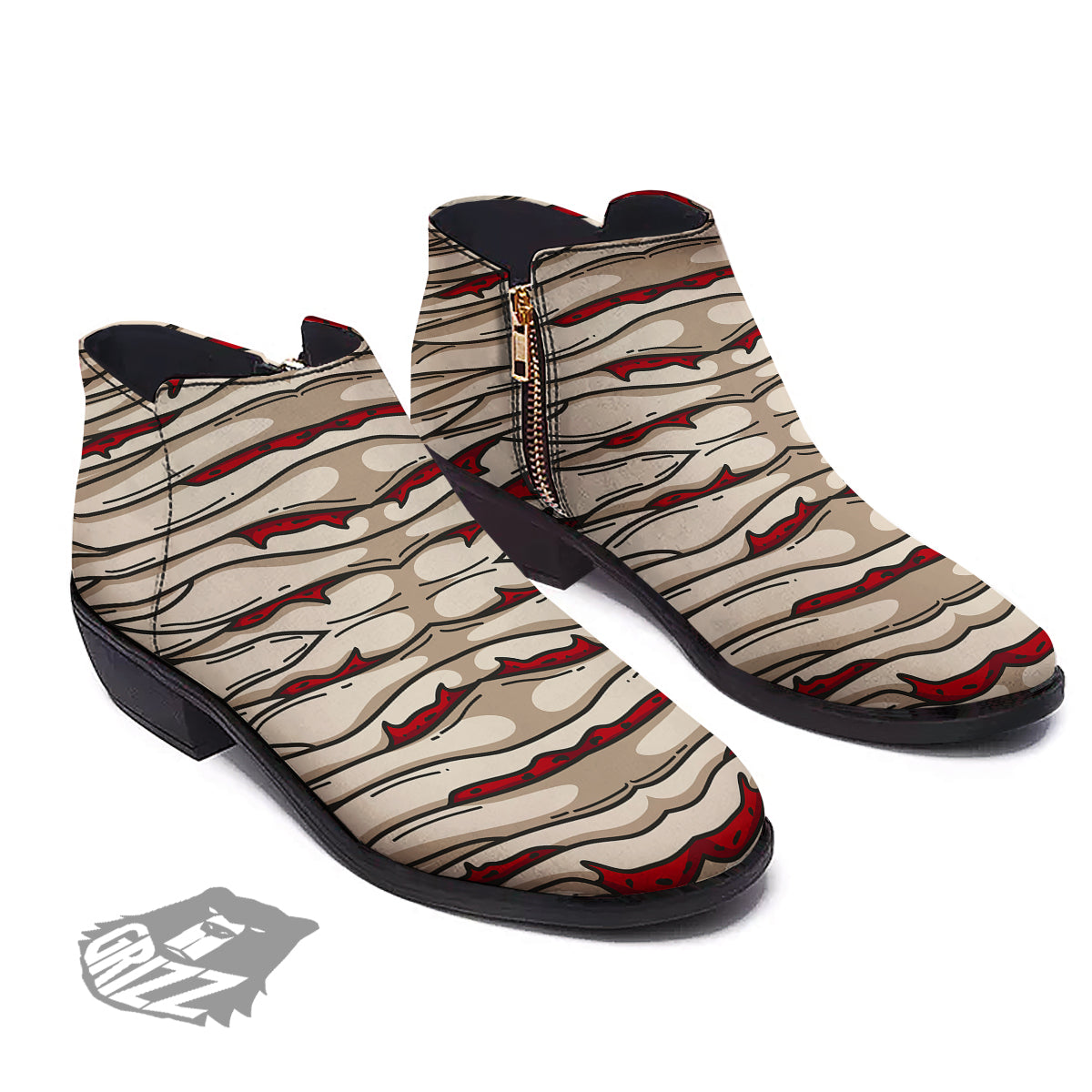 Mummy Bandage Print Pattern Ankle Boots-grizzshop