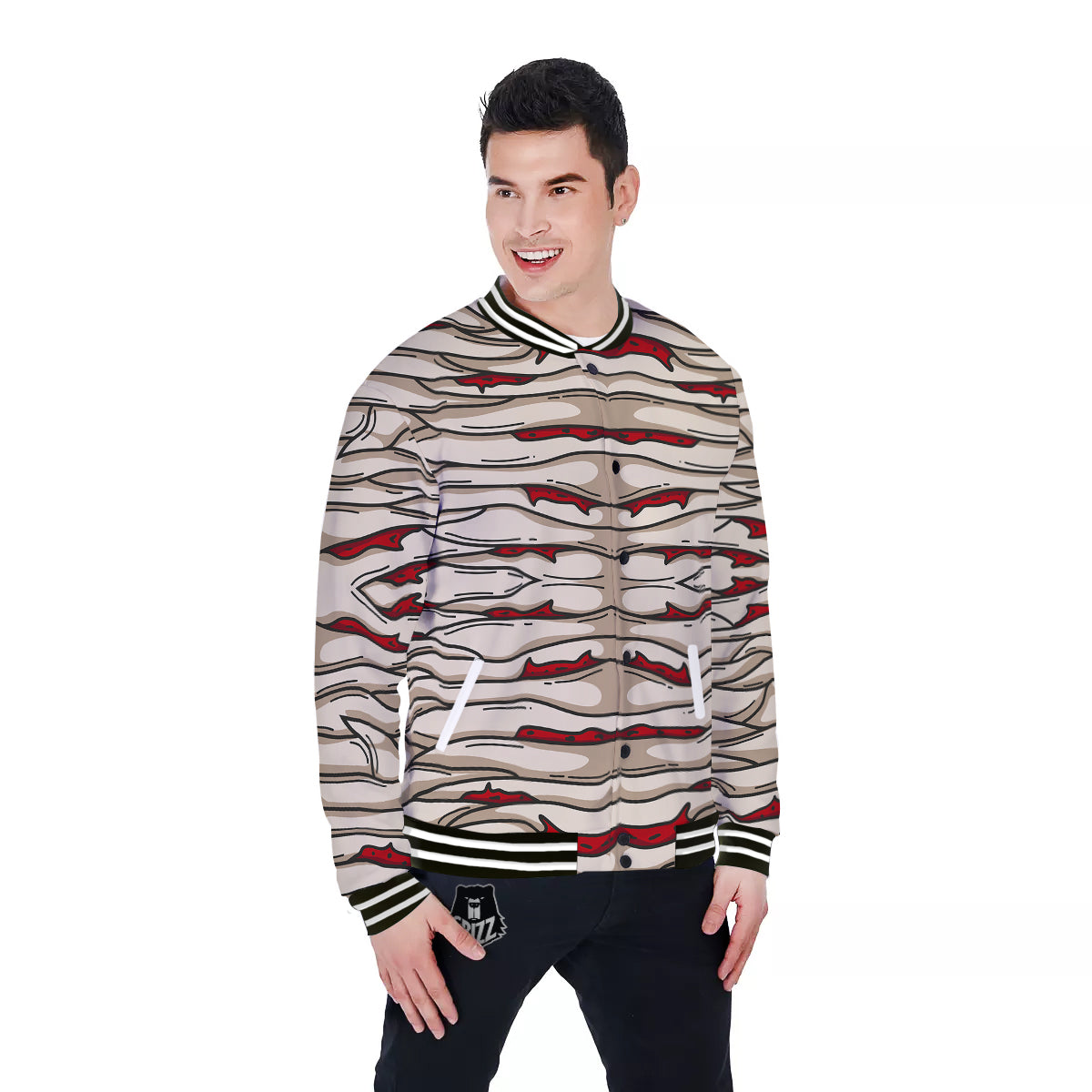 Mummy Bandage Print Pattern Baseball Jacket-grizzshop