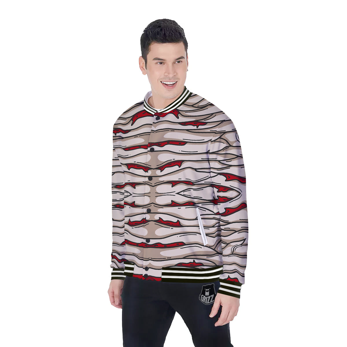 Mummy Bandage Print Pattern Baseball Jacket-grizzshop