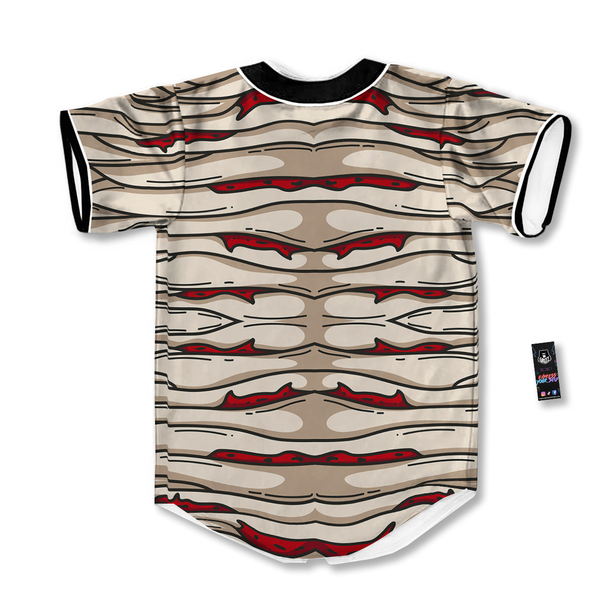 Mummy Bandage Print Pattern Baseball Jersey-grizzshop