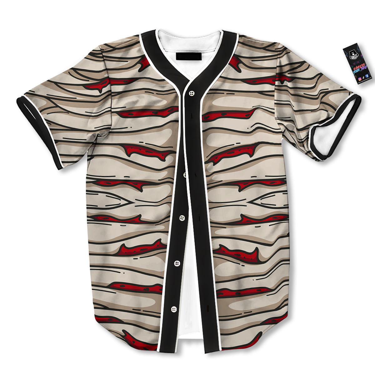 Mummy Bandage Print Pattern Baseball Jersey-grizzshop