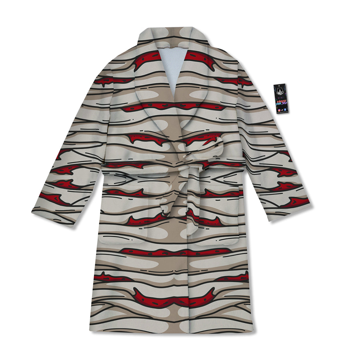 Mummy Bandage Print Pattern Bathrobe-grizzshop