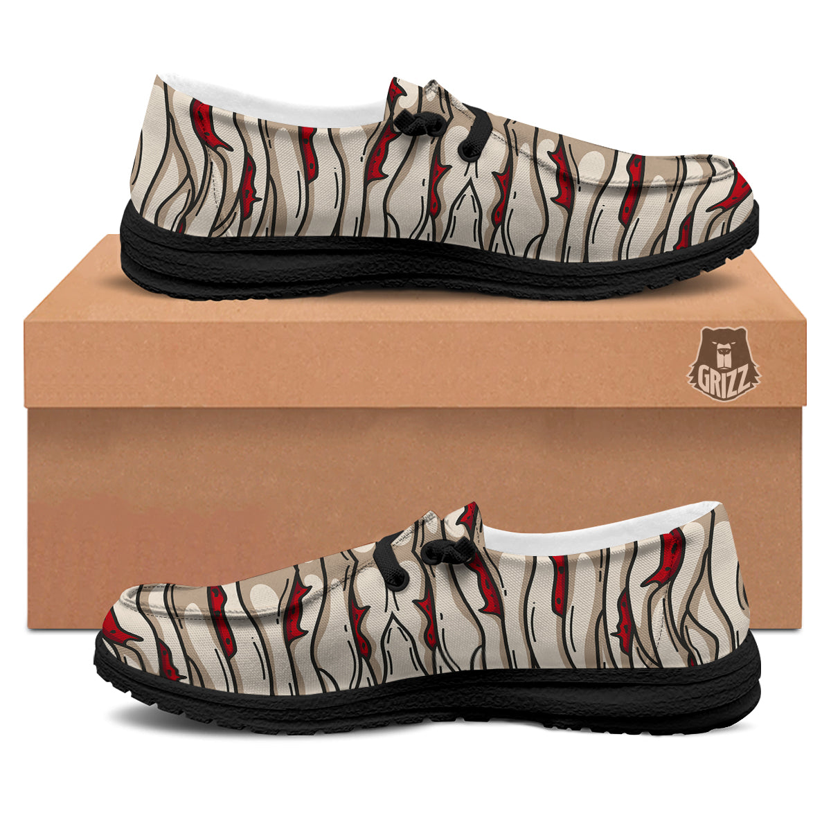 Mummy Bandage Print Pattern Black Loafers-grizzshop