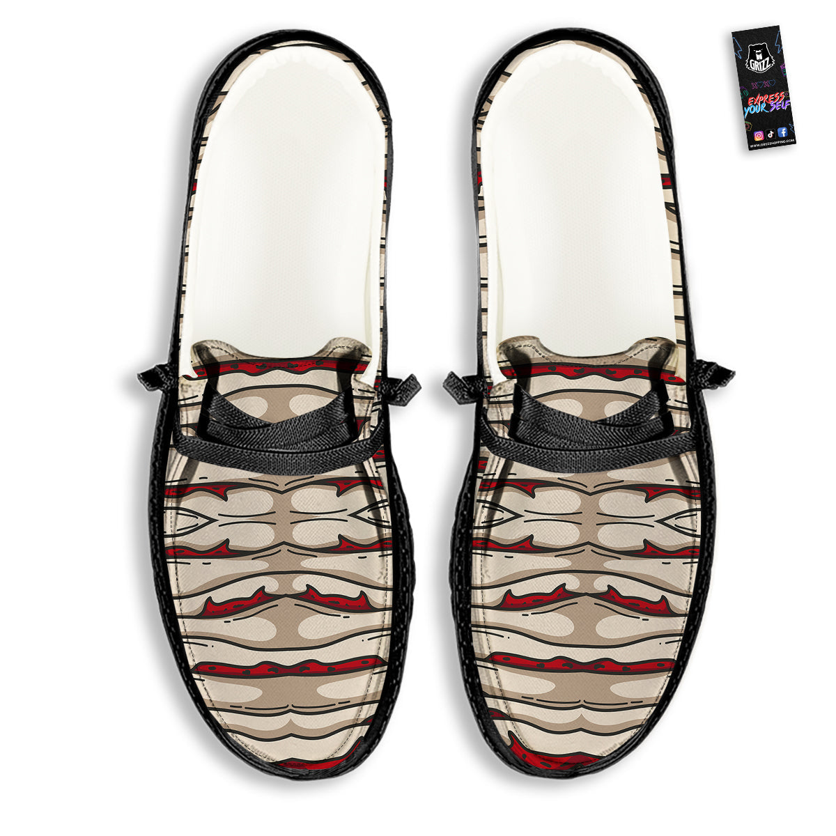 Mummy Bandage Print Pattern Black Loafers-grizzshop