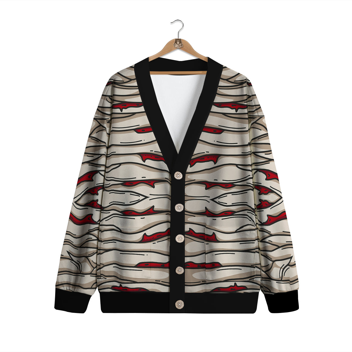 Mummy Bandage Print Pattern Cardigan-grizzshop