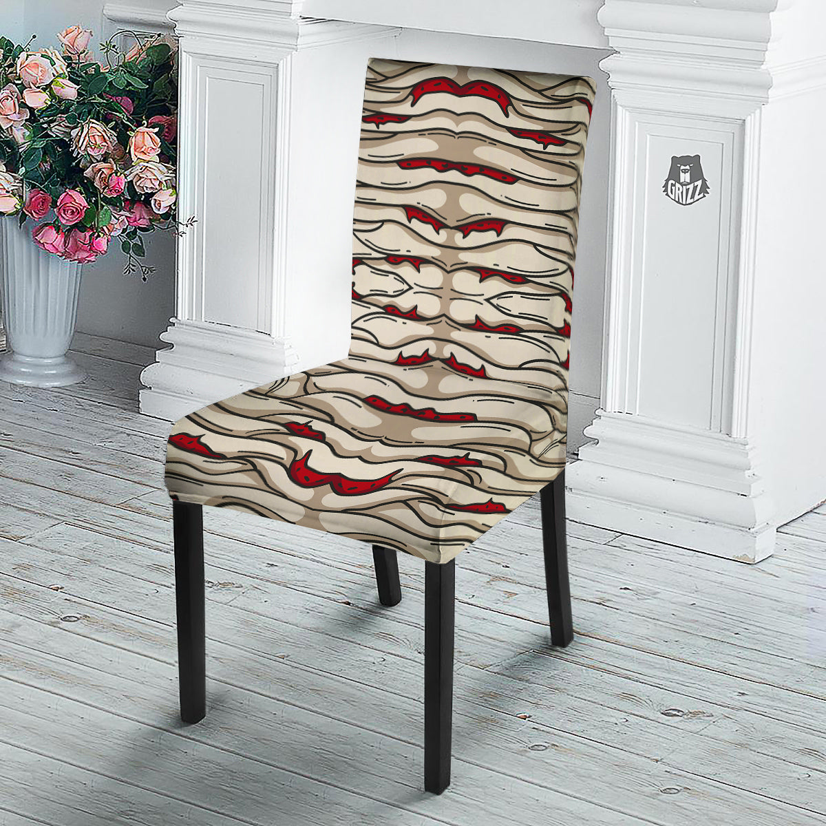 Mummy Bandage Print Pattern Dining Chair Slipcover-grizzshop