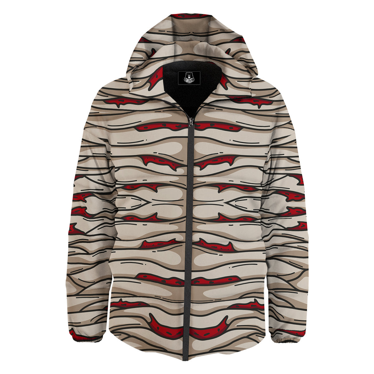 Mummy Bandage Print Pattern Down Jacket-grizzshop