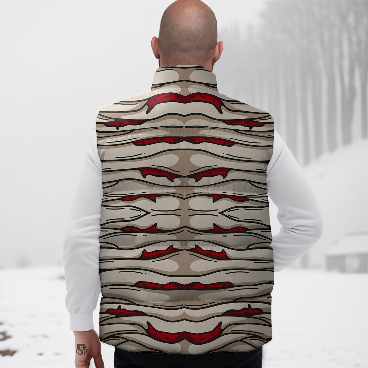 Mummy Bandage Print Pattern Down Vest