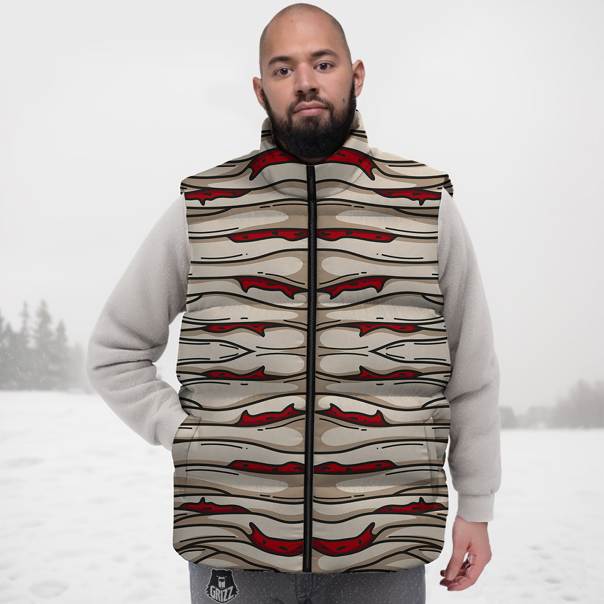 Mummy Bandage Print Pattern Down Vest