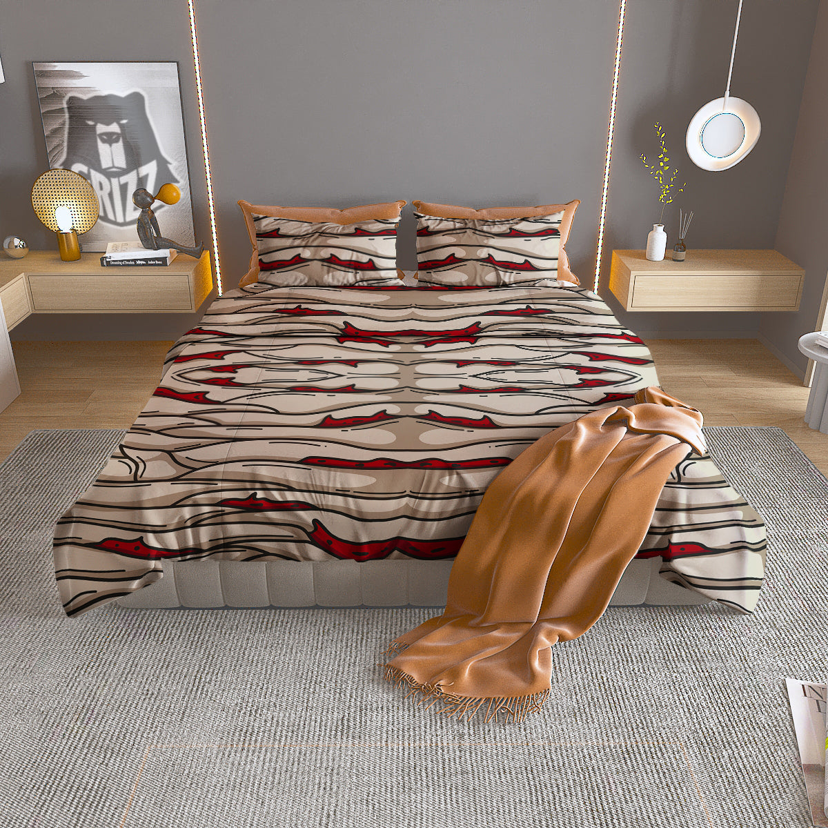 Mummy Bandage Print Pattern Duvet Cover Bedding Set