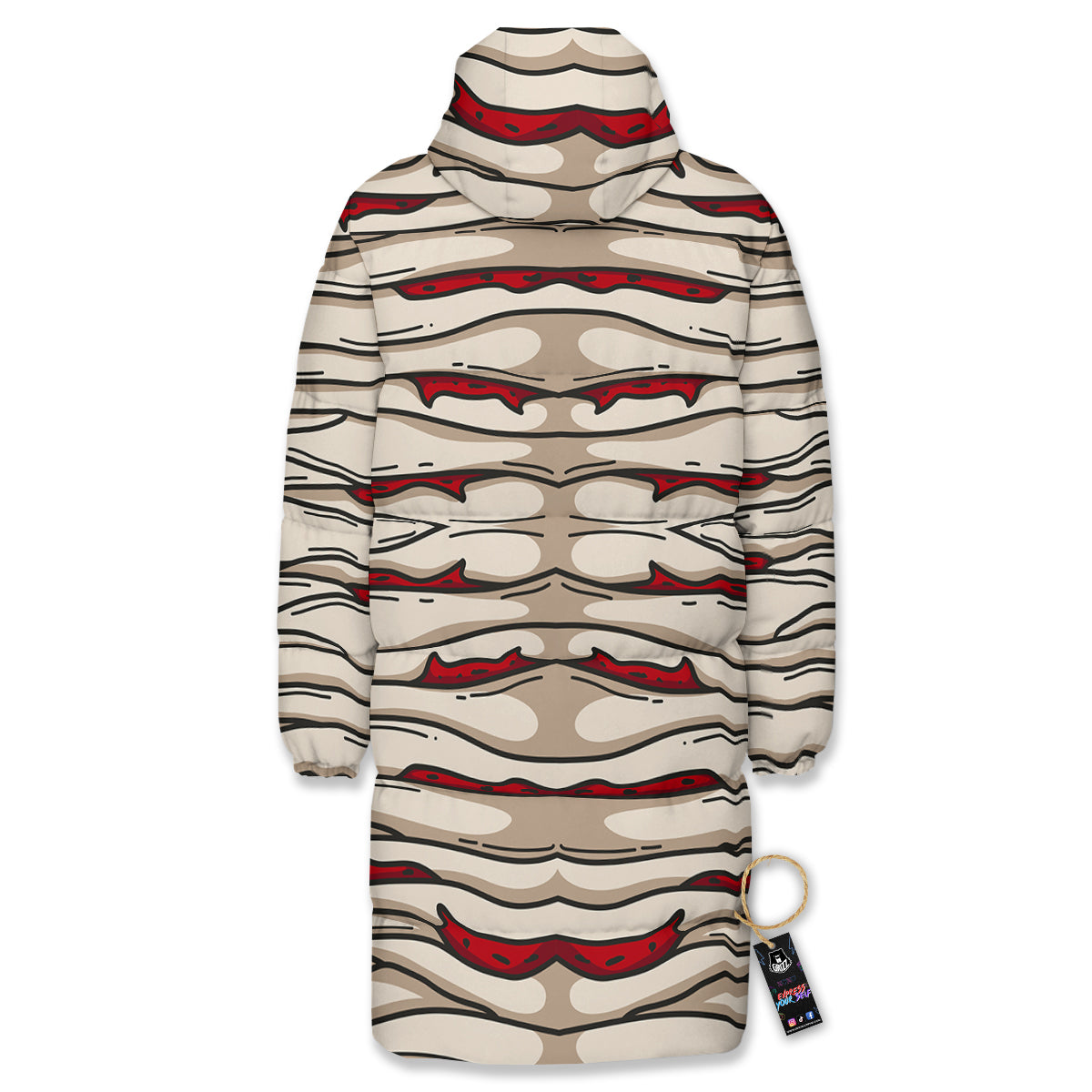 Mummy Bandage Print Pattern Long Down Jacket-grizzshop