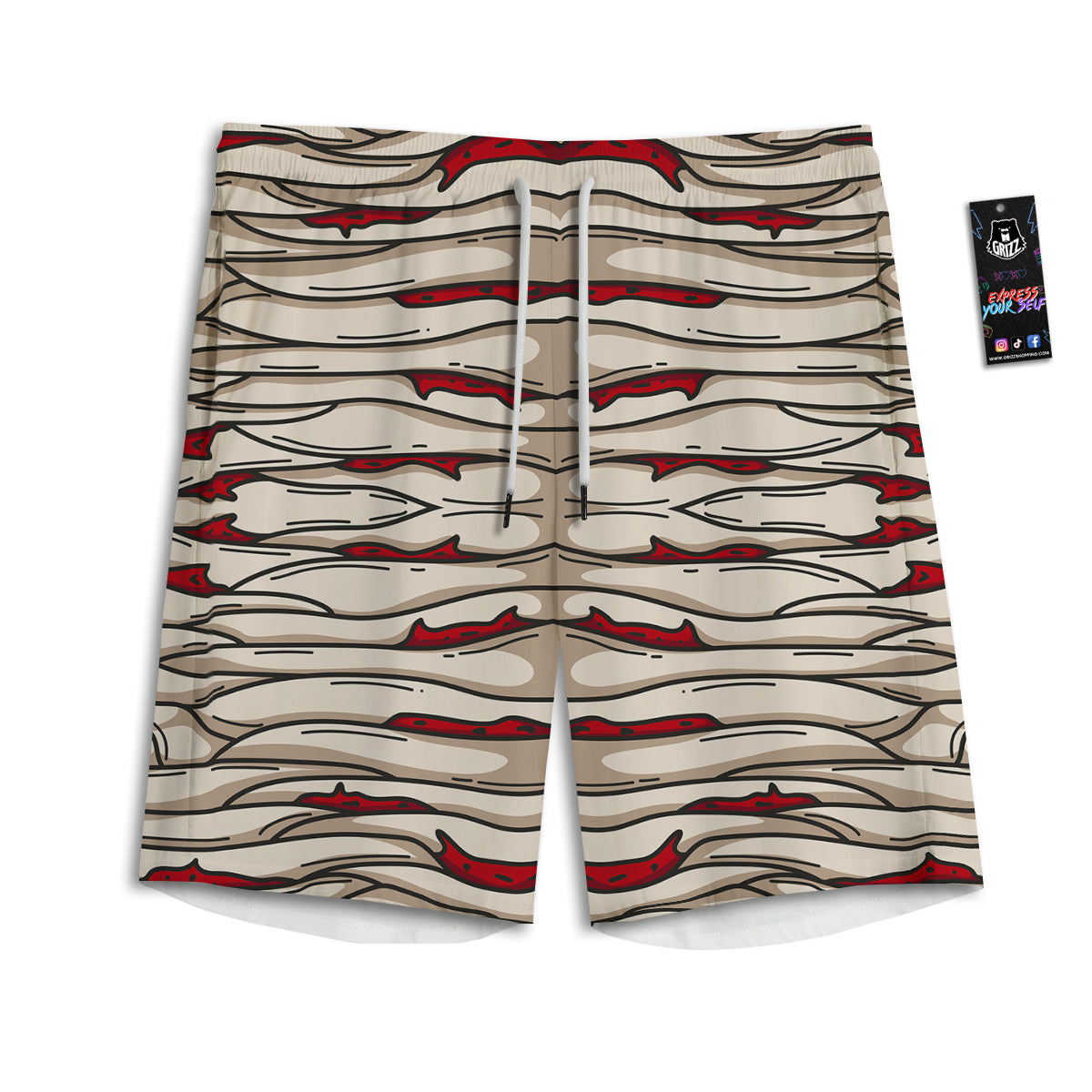 Mummy Bandage Print Pattern Men's Athletic Shorts