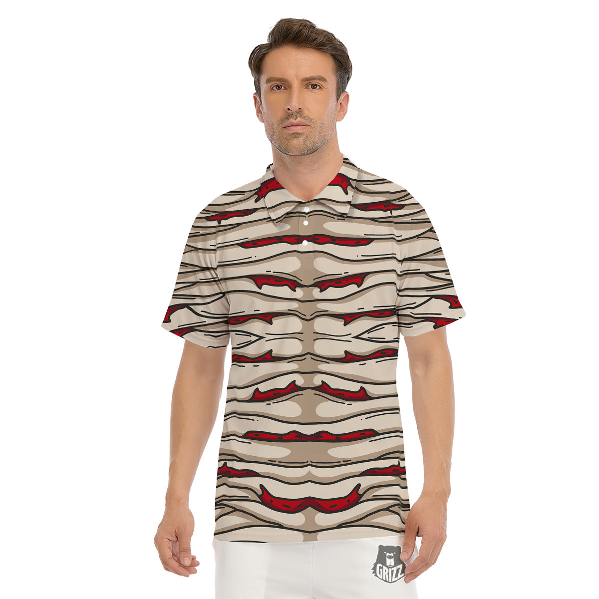 Mummy Bandage Print Pattern Men's Golf Shirts-grizzshop