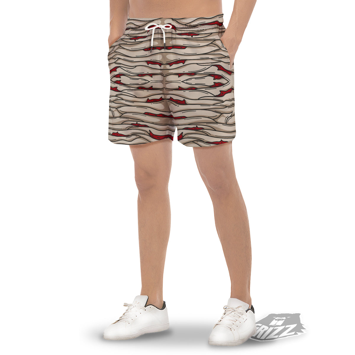 Mummy Bandage Print Pattern Men's Gym Shorts-grizzshop