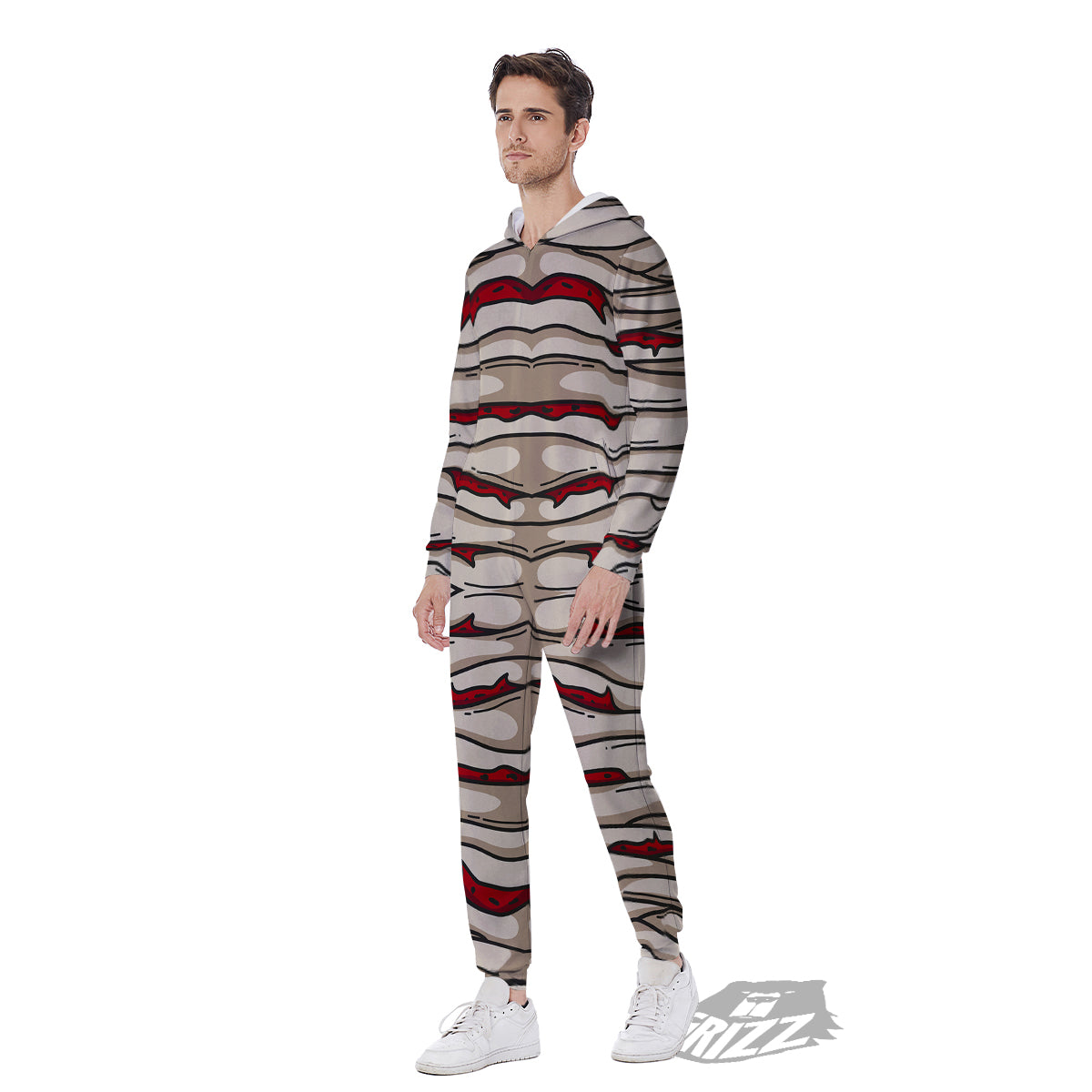 Mummy Bandage Print Pattern Men's Jumpsuit-grizzshop