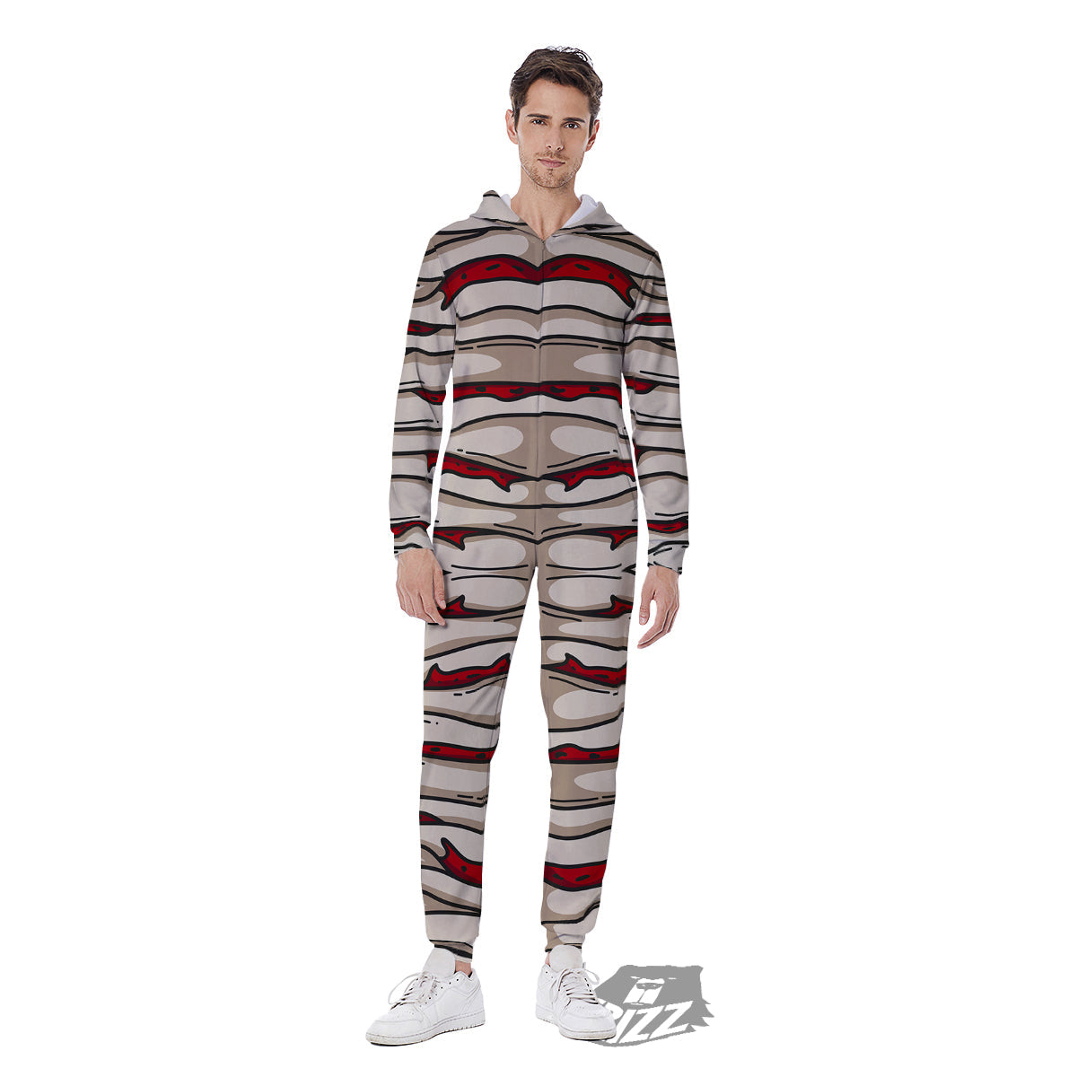 Mummy Bandage Print Pattern Men's Jumpsuit-grizzshop