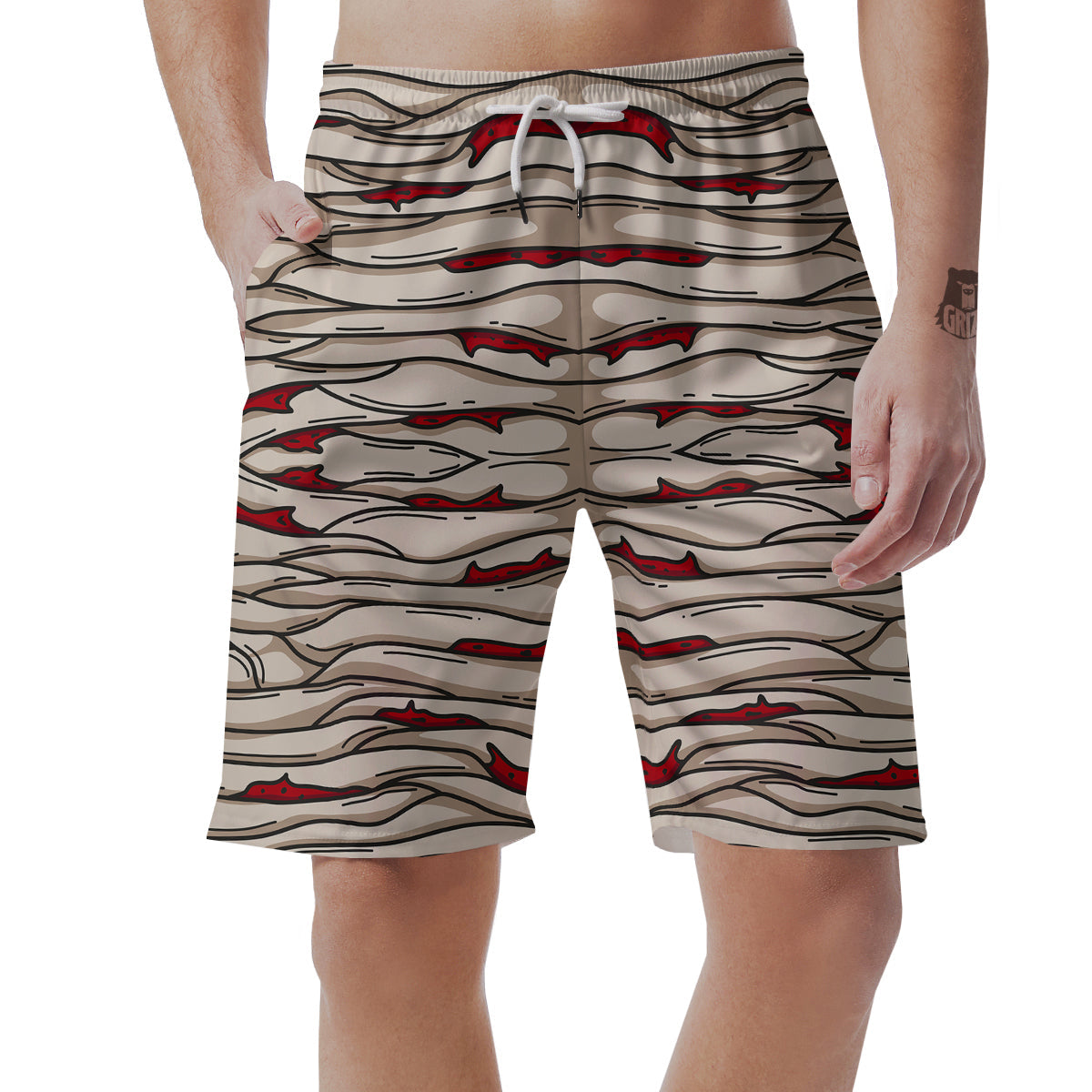 Mummy Bandage Print Pattern Men's Shorts-grizzshop