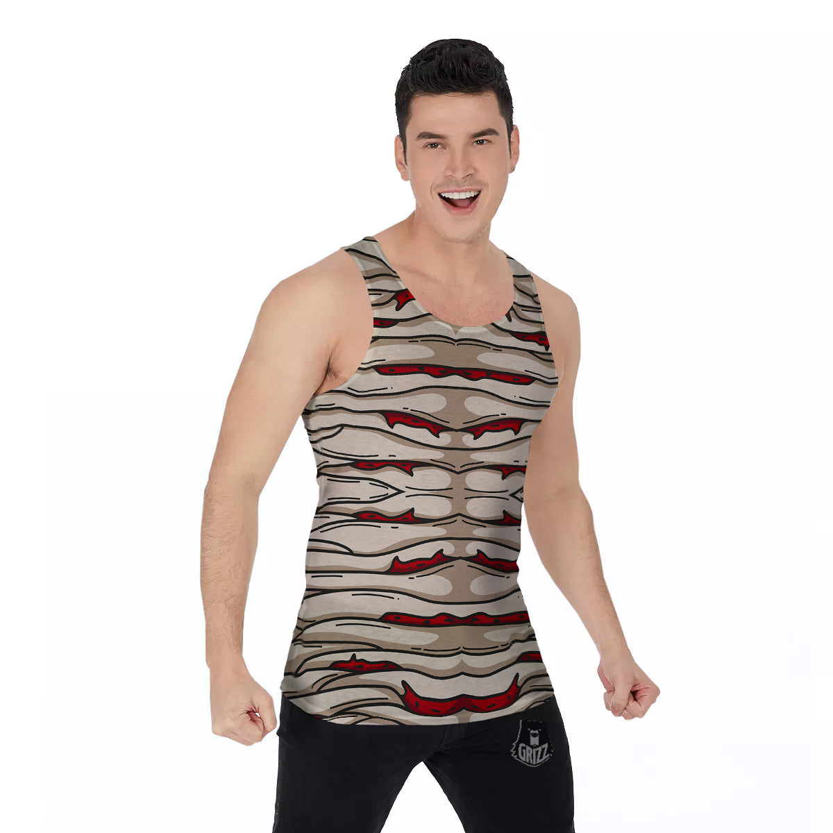 Mummy Bandage Print Pattern Men's Tank Top-grizzshop
