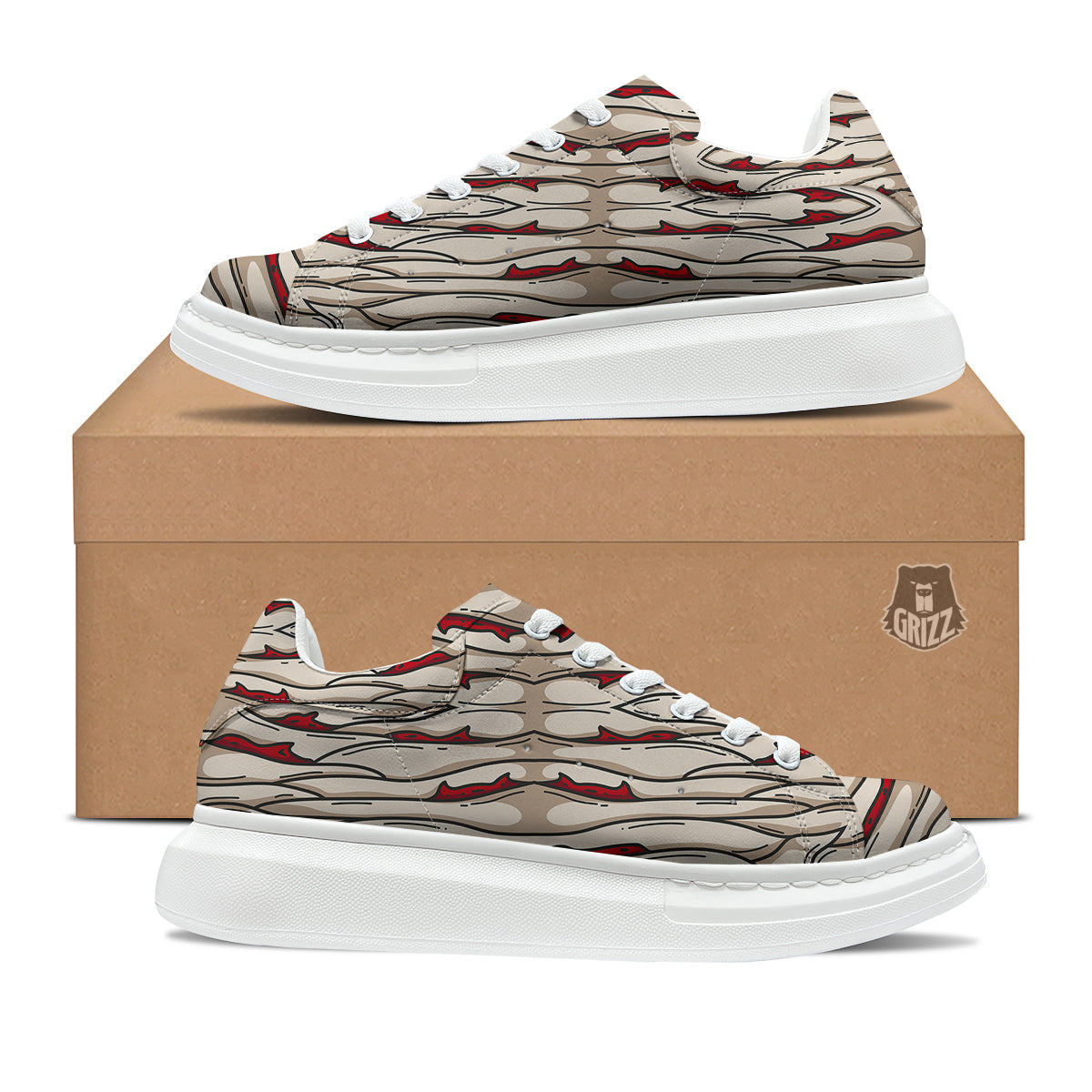Mummy Bandage Print Pattern Platform Shoes-grizzshop
