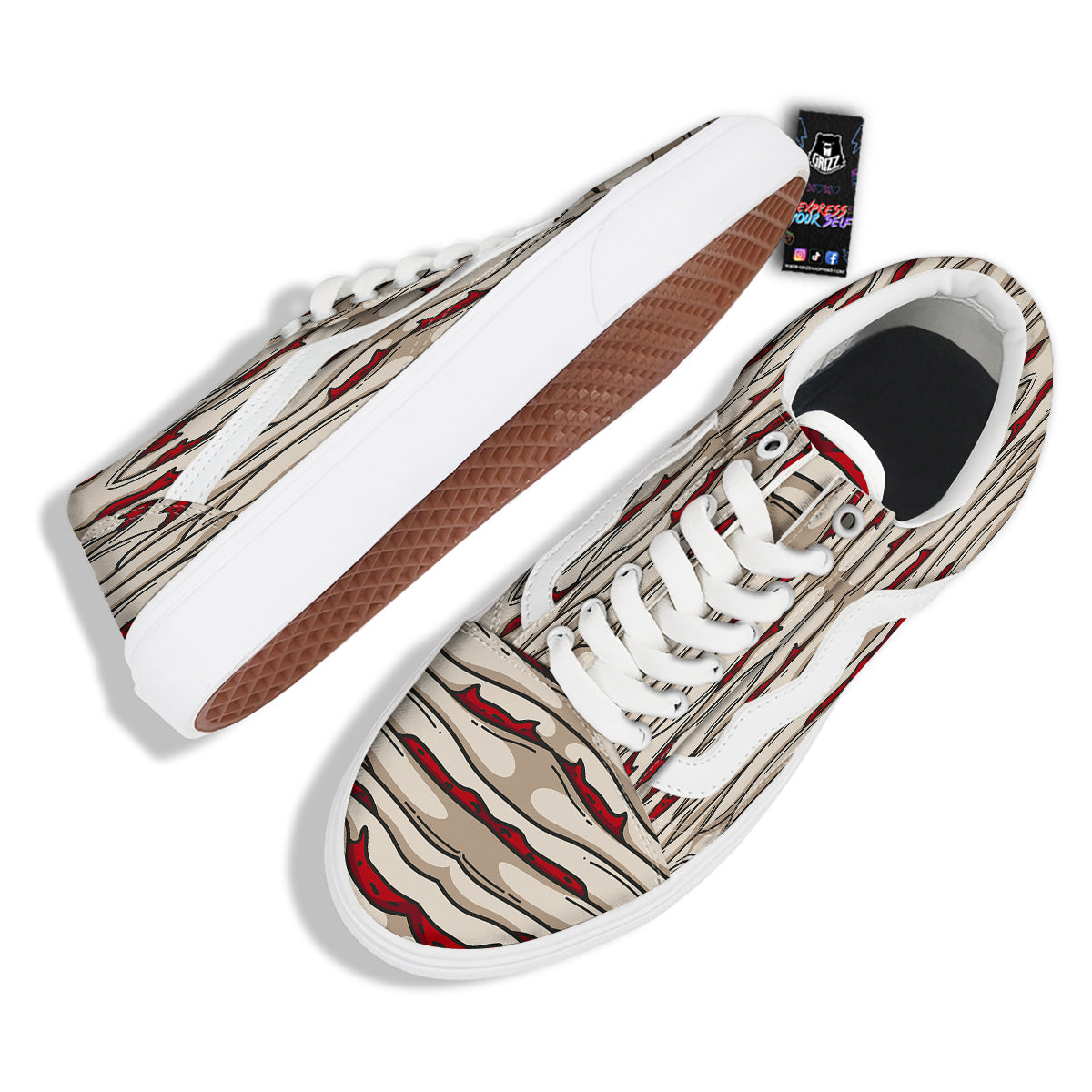 Mummy Bandage Print Pattern Skate Shoes-grizzshop