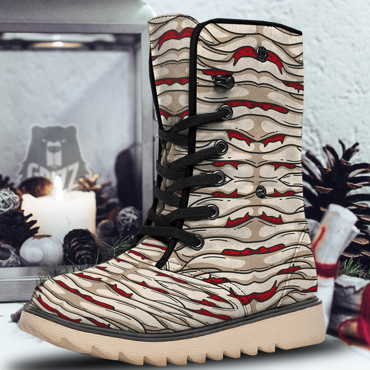Mummy Bandage Print Pattern Snow Boots-grizzshop