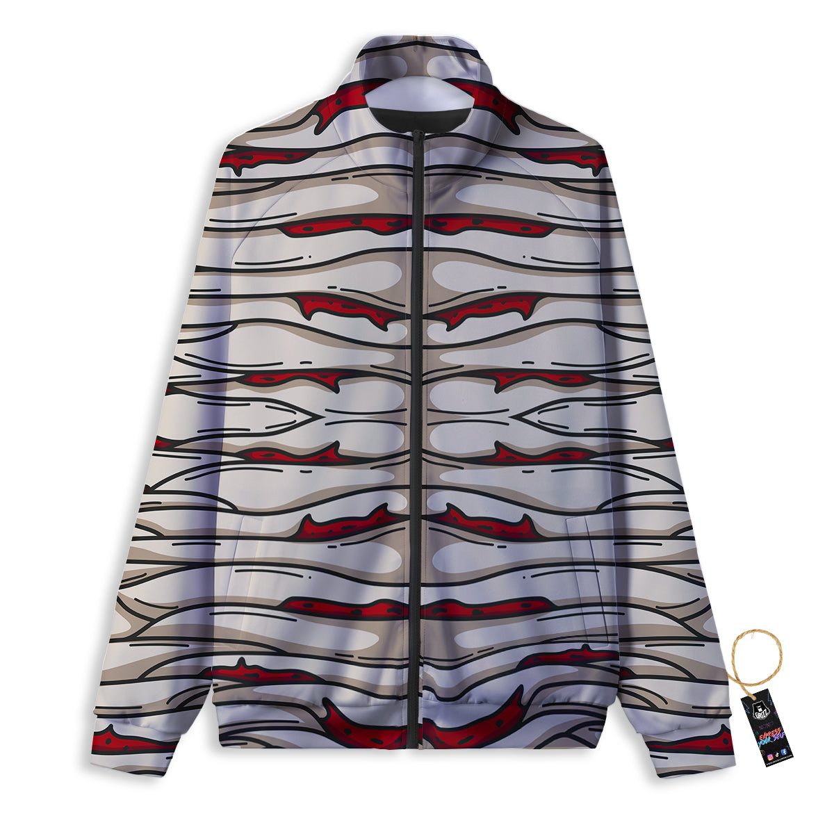 Mummy Bandage Print Pattern Track Jacket-grizzshop