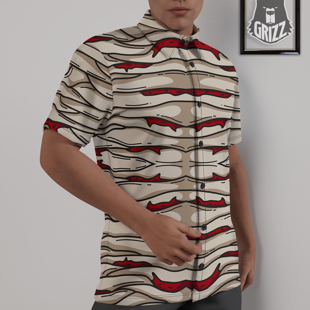 Mummy Bandage Print Pattern Untucked Shirts-grizzshop